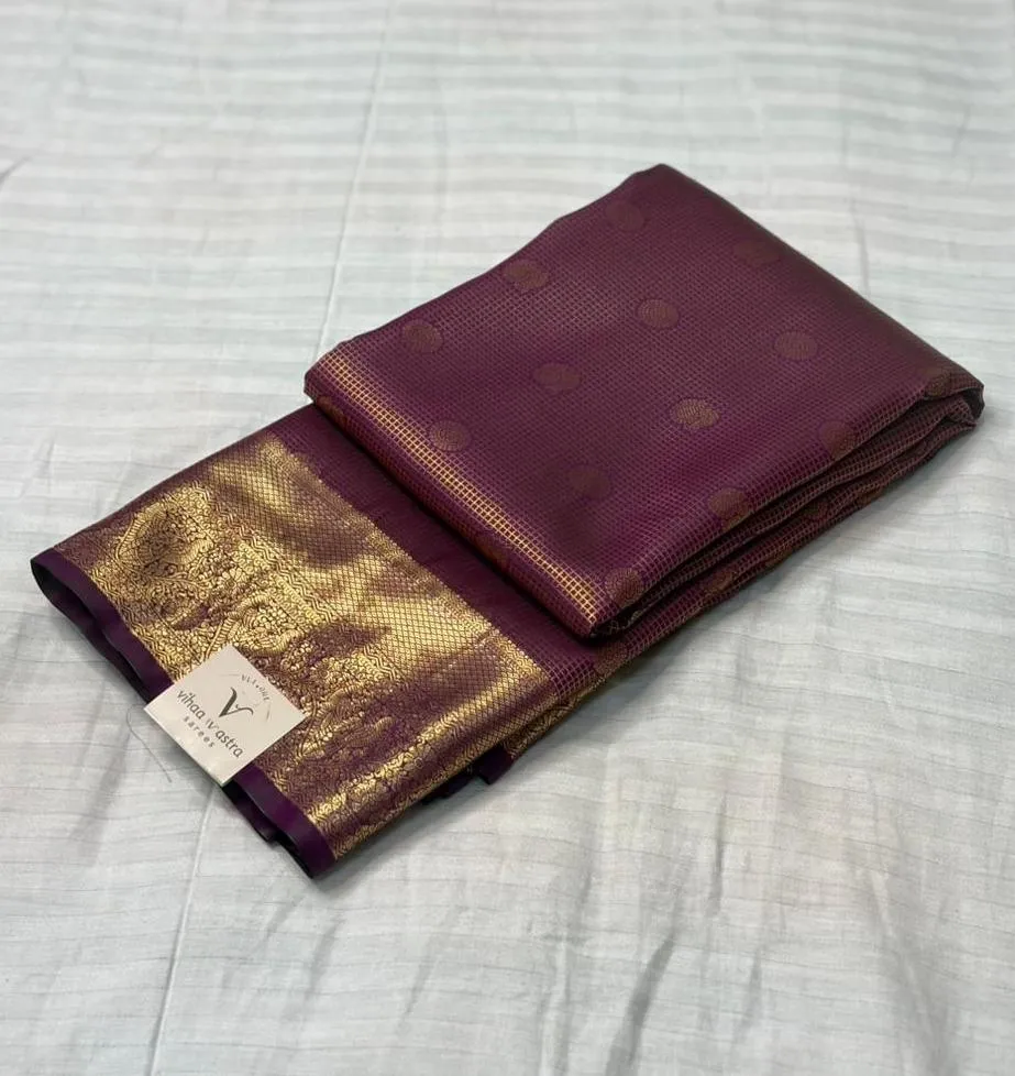 VVS093 Magenta Body In Subtle Motifs Semi Kanchipattu Saree