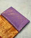 VVS092 Lavender With Contasting Red And Gold Border Semi Kanchipattu Saree