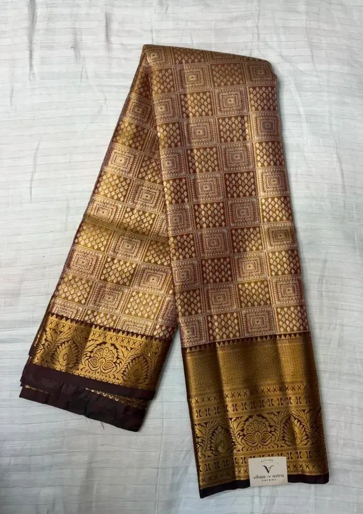 VVS091 Deep Red Semi Kanchi Silk Saree