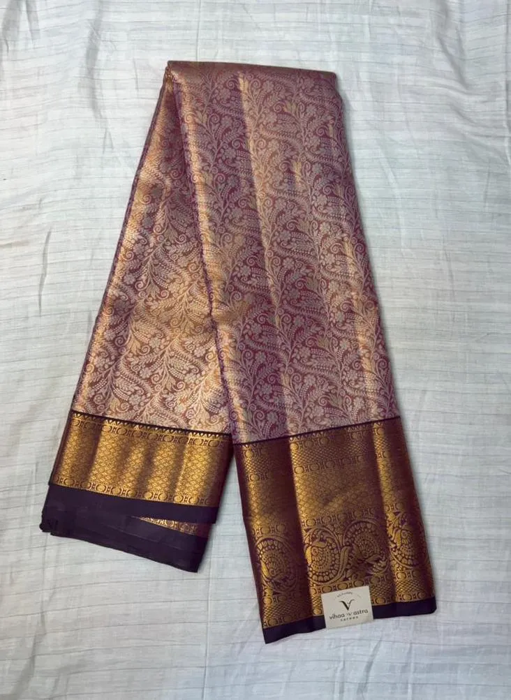 VVS091 Lavender And Golden Semi Kanchi Silk Saree