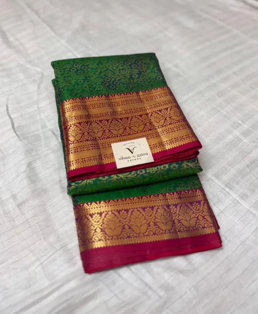 VVS088 Green Kanchi Silk Saree