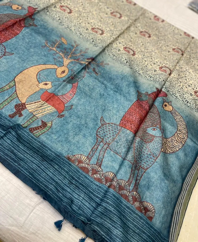 VVS110 Fancy Tussar Saree With Traditional Motifs On The Body