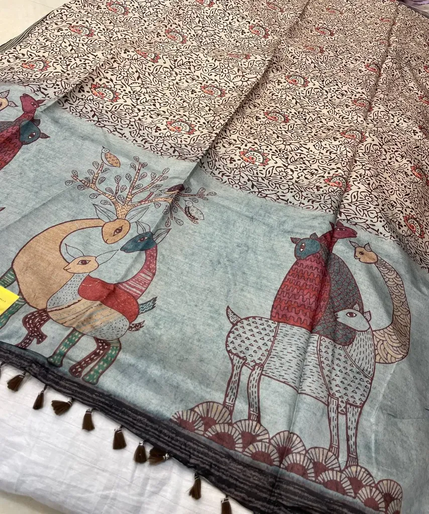 VVS110 Fancy Tussar Saree With Traditional Motifs On The Body