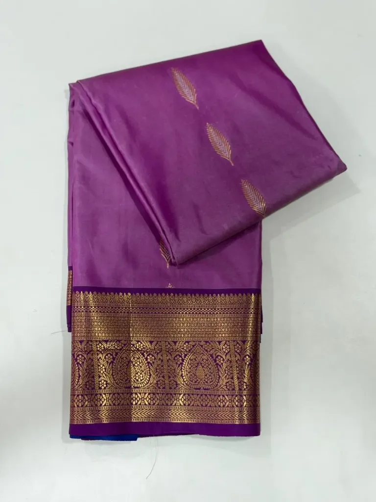 VV1250 Dark Pink With Gold Zari Border Kanchi Soft Silk Saree