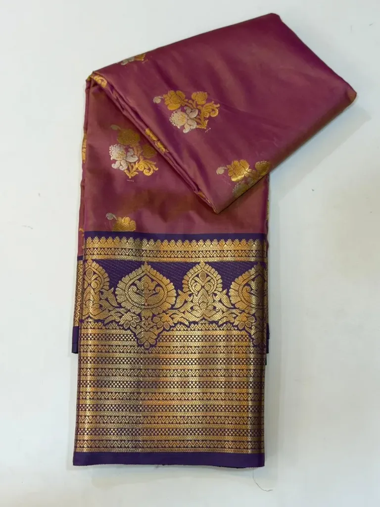 VV1250 Magenta With Gold Zari Border Kanchi Soft Silk Saree