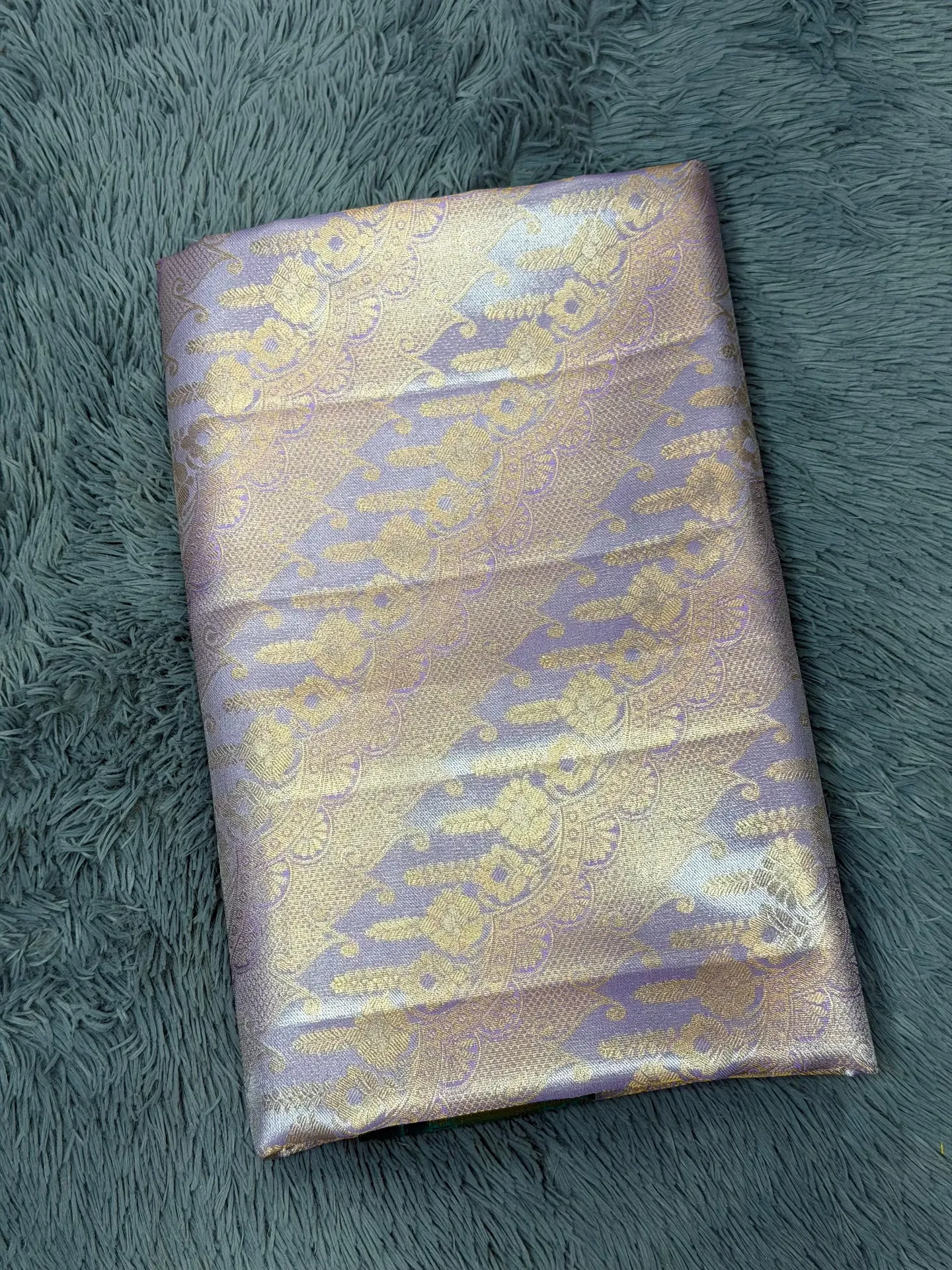 VV2399 Lavender With Teal Border Kanchipattu Saree