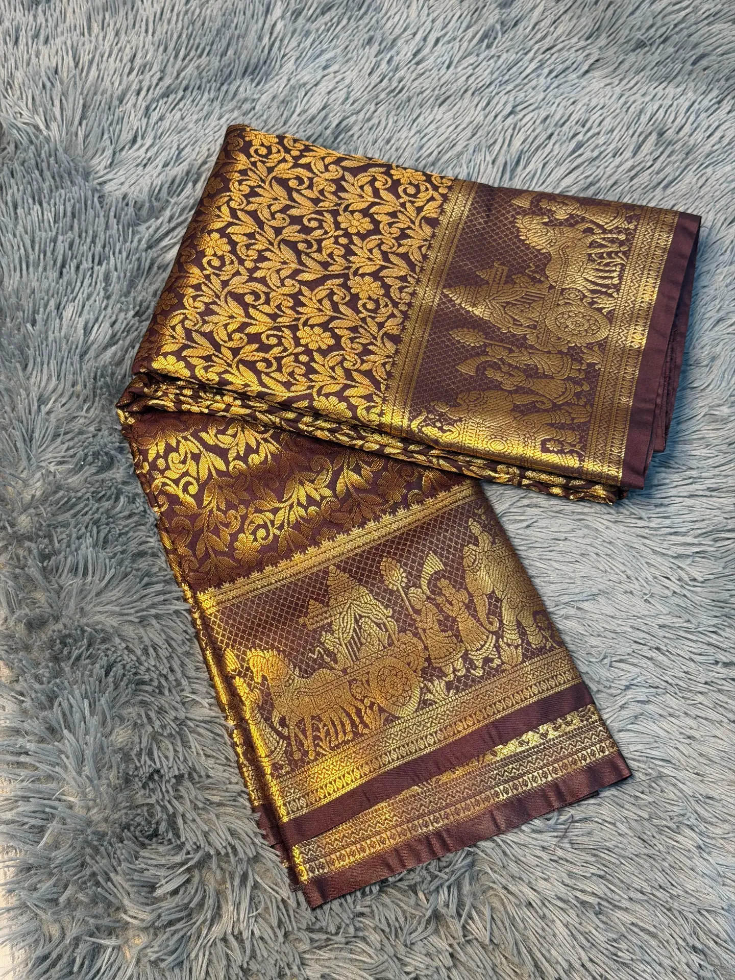 VV2499 Dark Plum Colour Semi Kanchipattu Saree