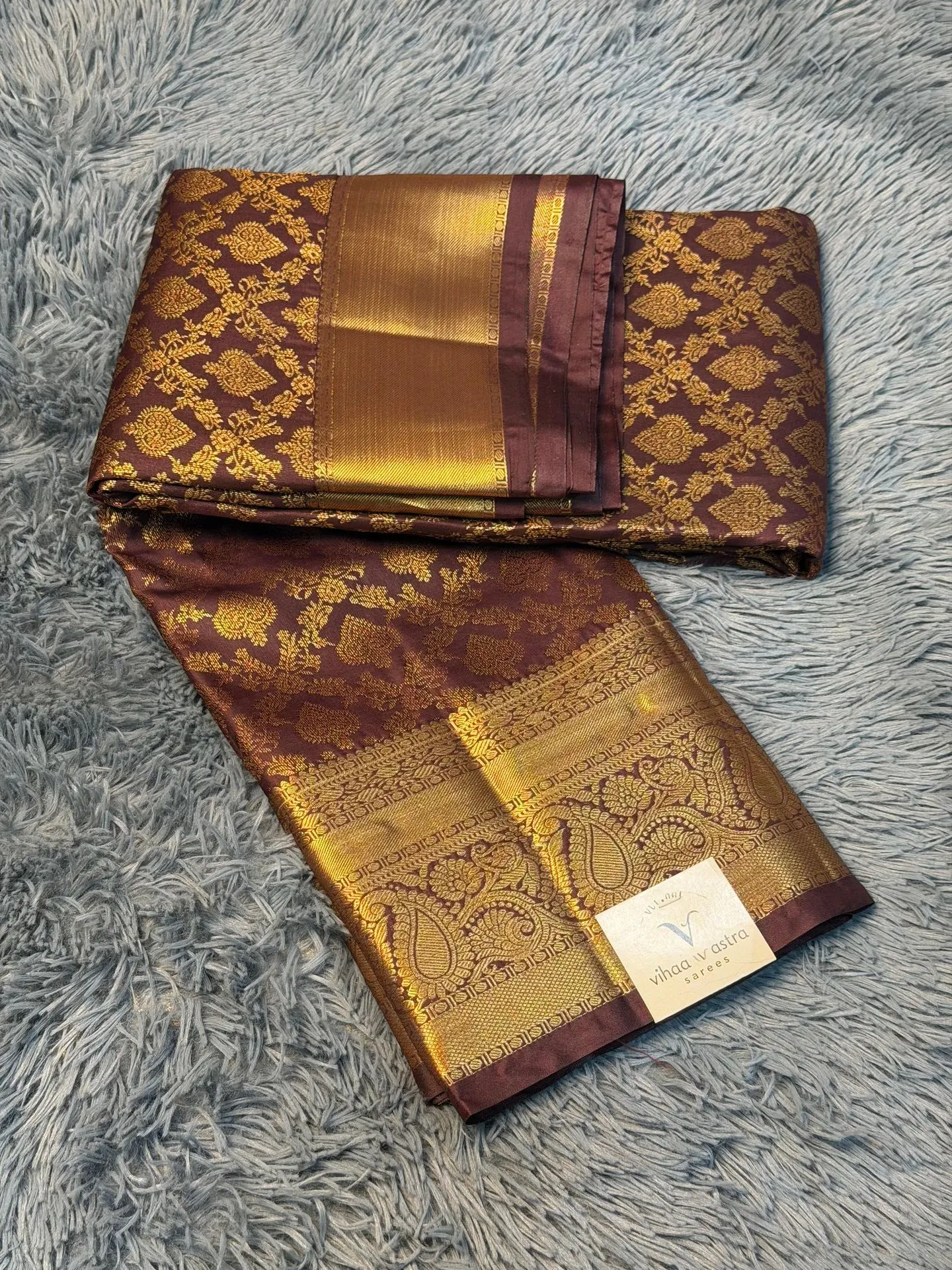 VV2499 Dark Plum Colour Semi Kanchipattu Saree