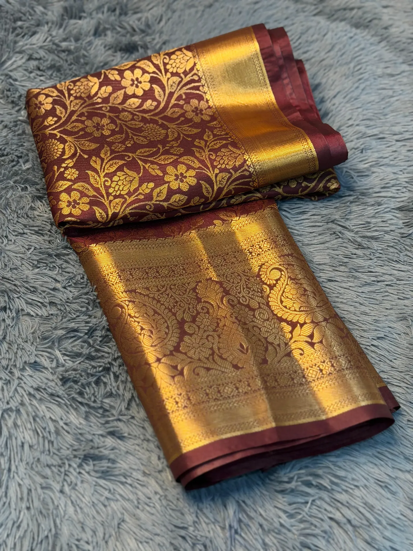 VV2499 Dark Plum Colour Semi Kanchipattu Saree