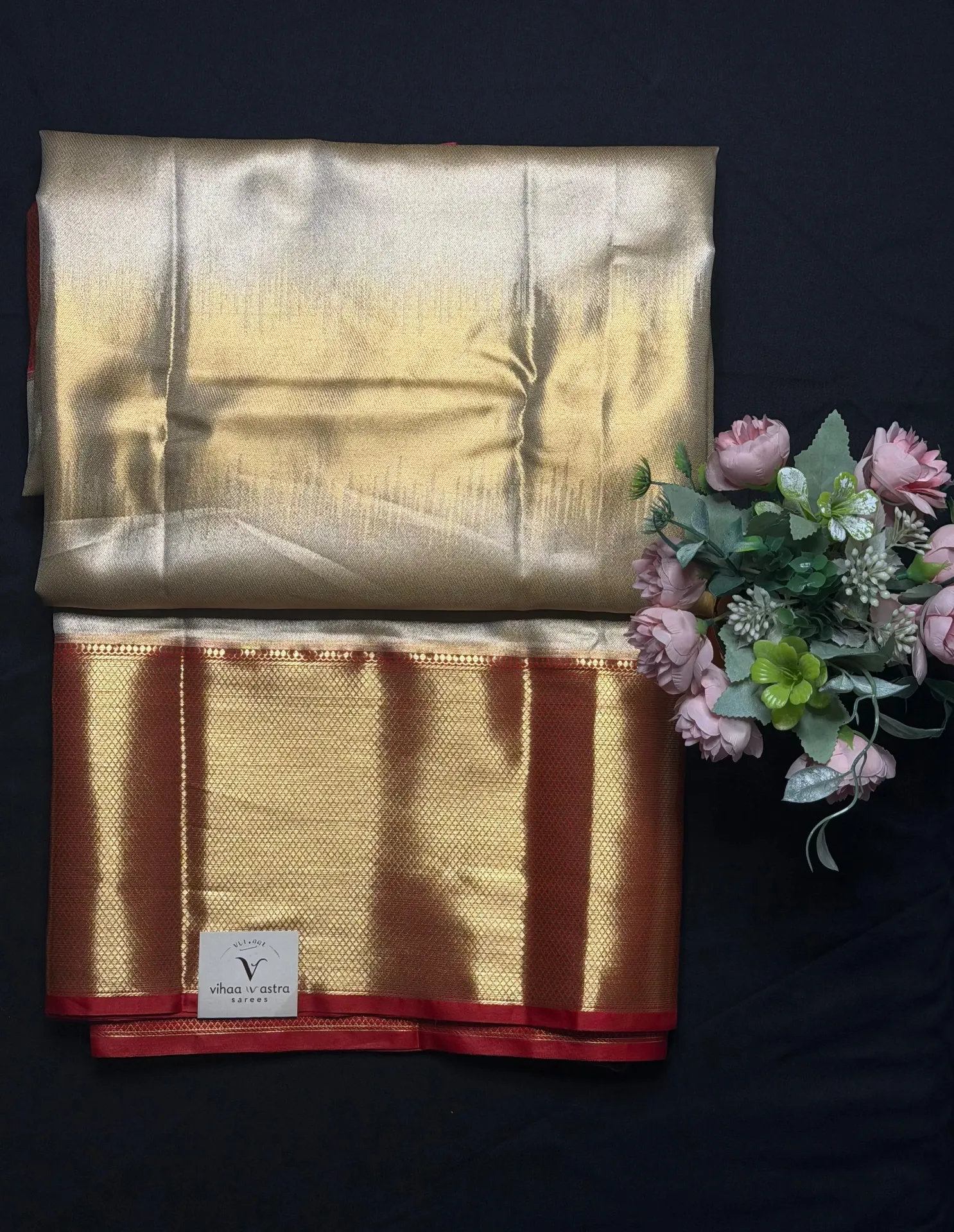 VV2999 Cream Body With Red Border Kanchipattu Saree