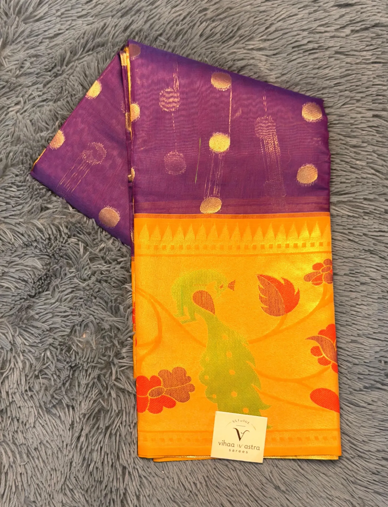 VV1999 Purple Body With Gold Border Kota Paithani Saree
