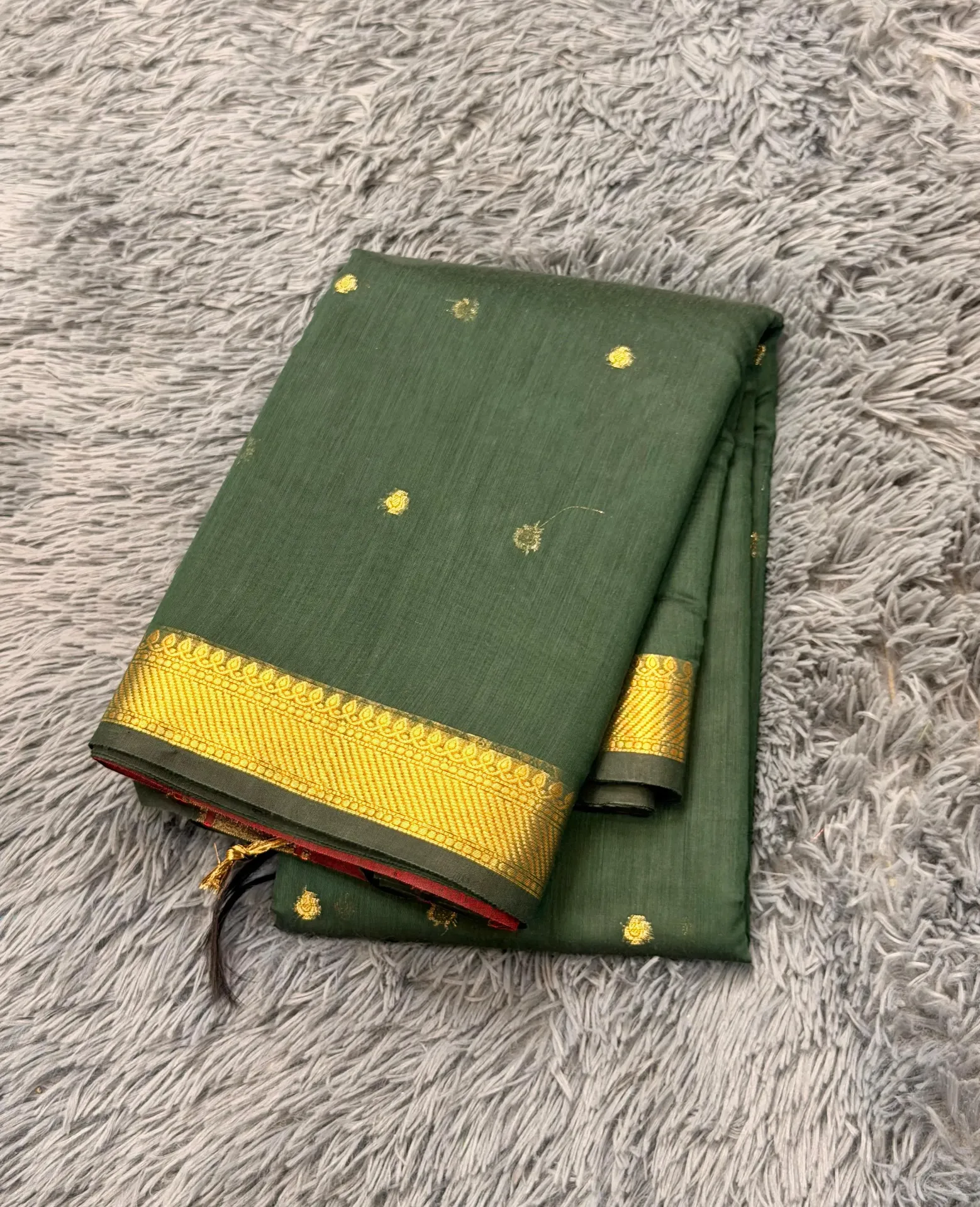 VV1299 Dark Green Colour Maheshwari Chanderi Cotton Saree