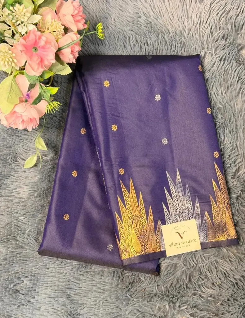 VV2499 Deep Purple With Gold And Silver Zari Work Uppada Pattu Saree