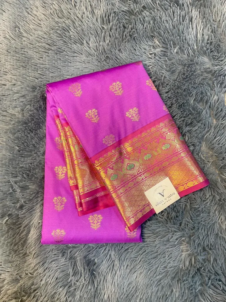 VV1850 Baby Pink With Dark Pink Border Gadwal Saree