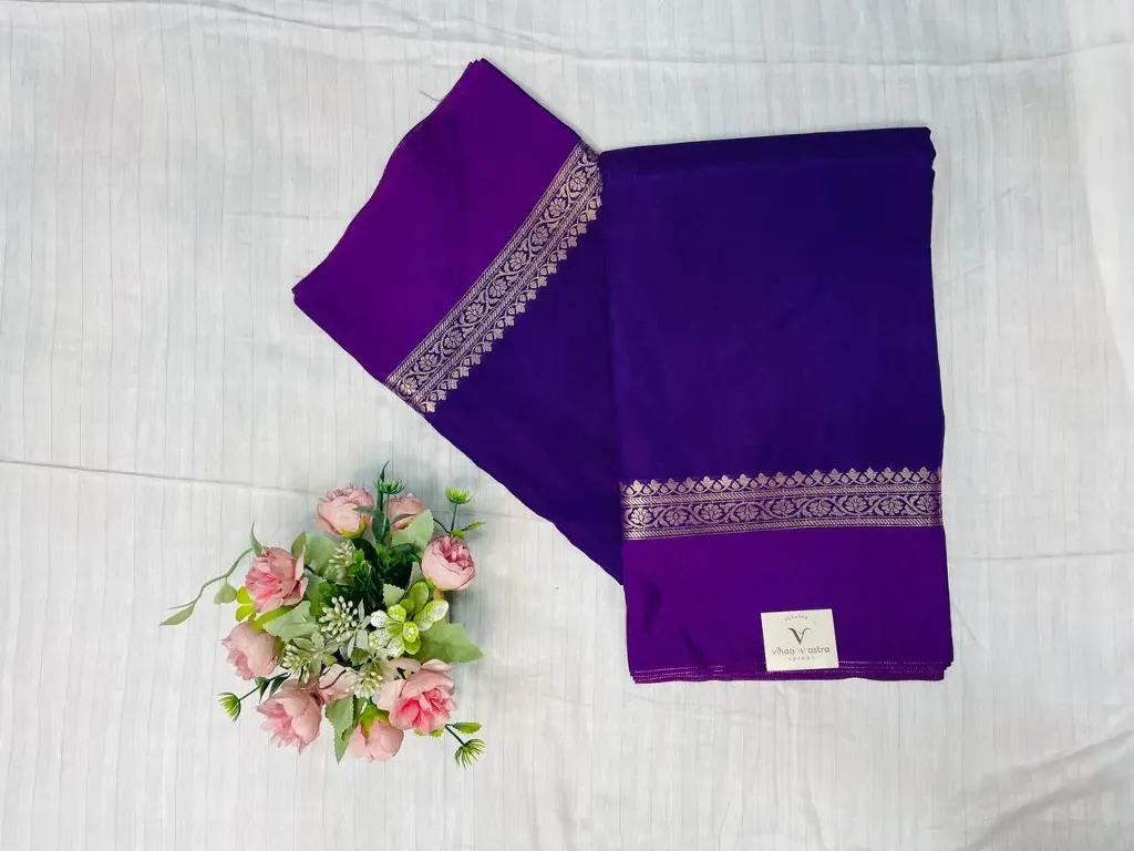 Purple Colour Banaras Soft Silk Saree