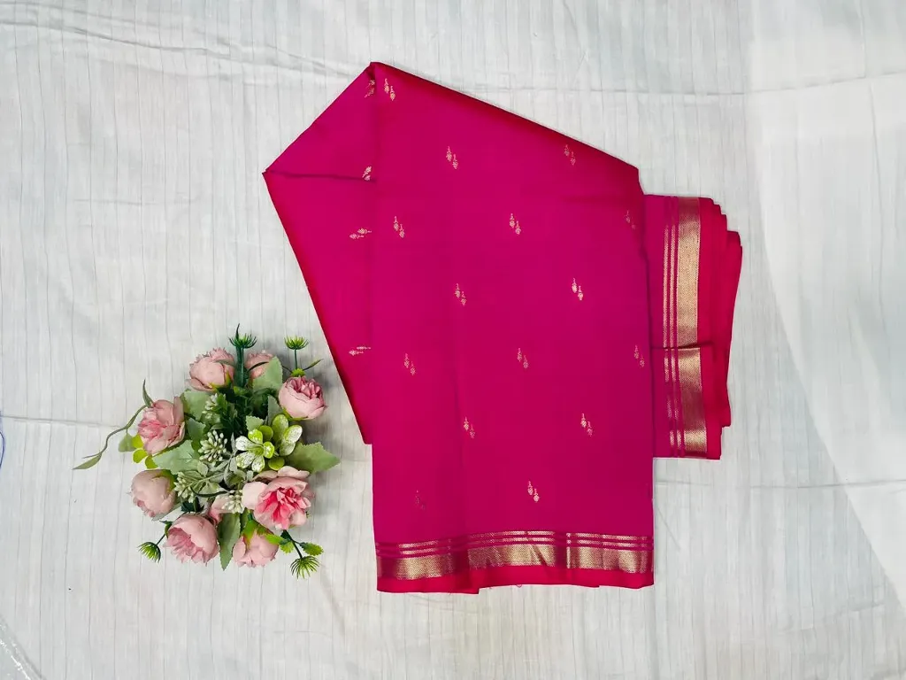 VVS082 Pink Colour Banaras Soft Silk Saree