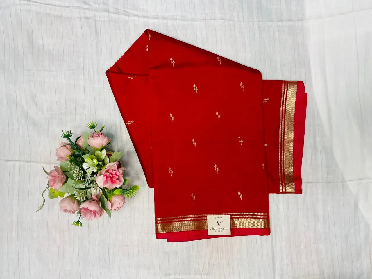 VVS082 Red Colour Banaras Soft Silk Saree