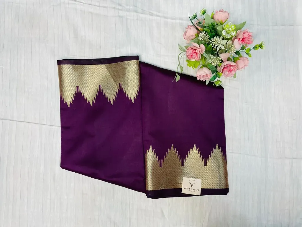 VVS115 Rich Purple Colour Banaras Soft Silk Saree