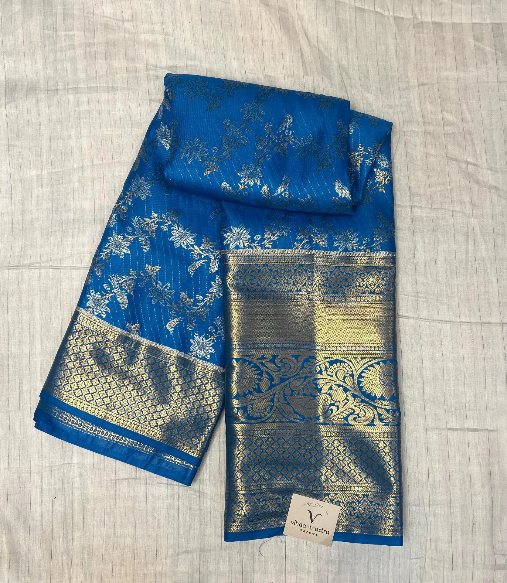 VVS089 Premium Semi Kanchipattu Blue Colour Saree