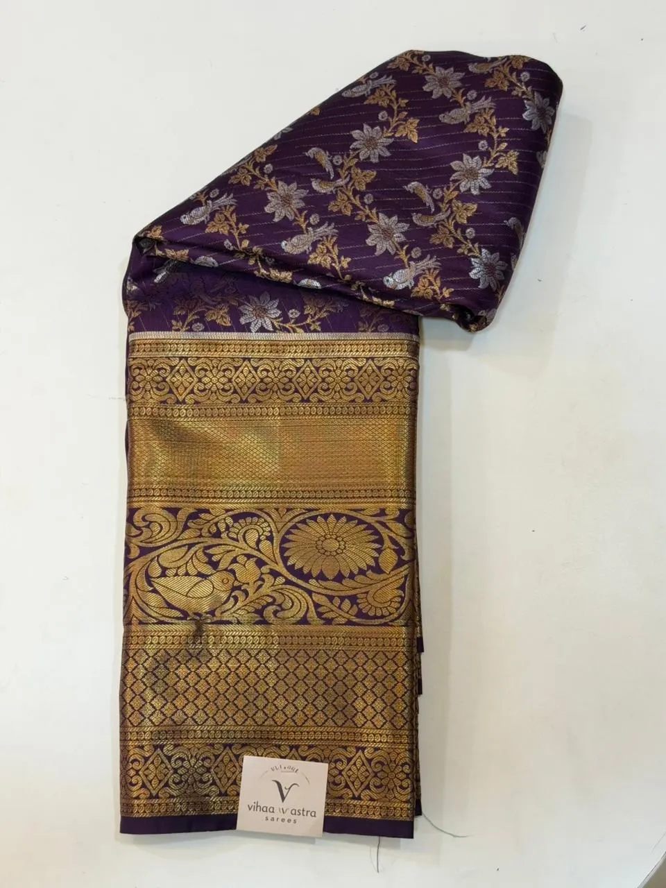 VVS089 Premium Semi Kanchipattu Maroon Body With Gold Zari Border Saree